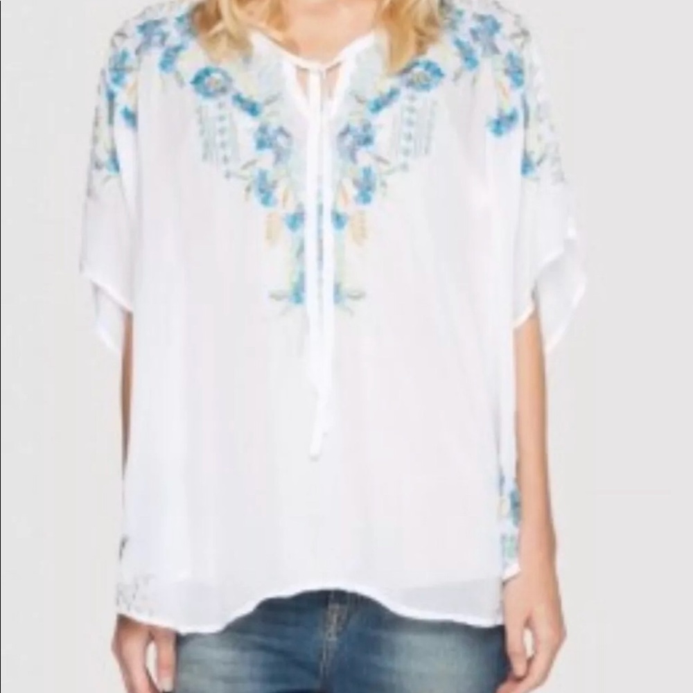 Johnny Was hope poncho Embroidered top